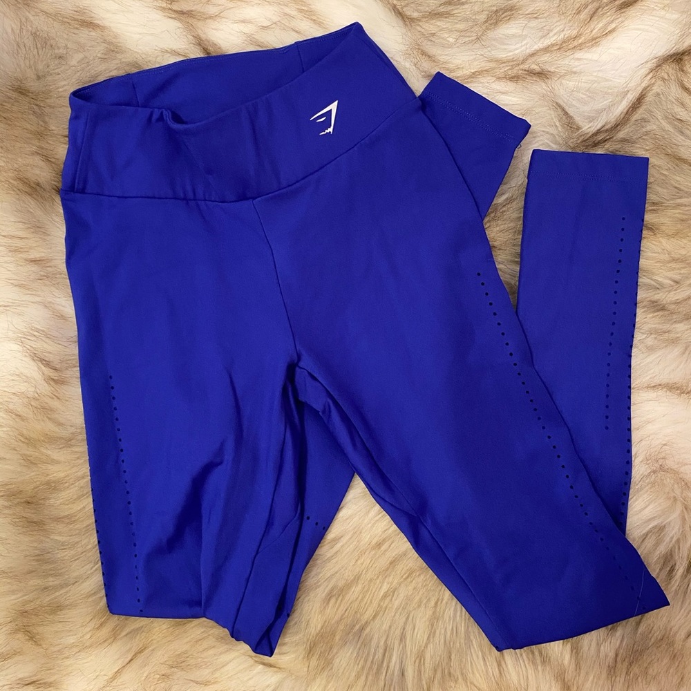 Gymshark Laser Cut Tights - Blue with small pocket